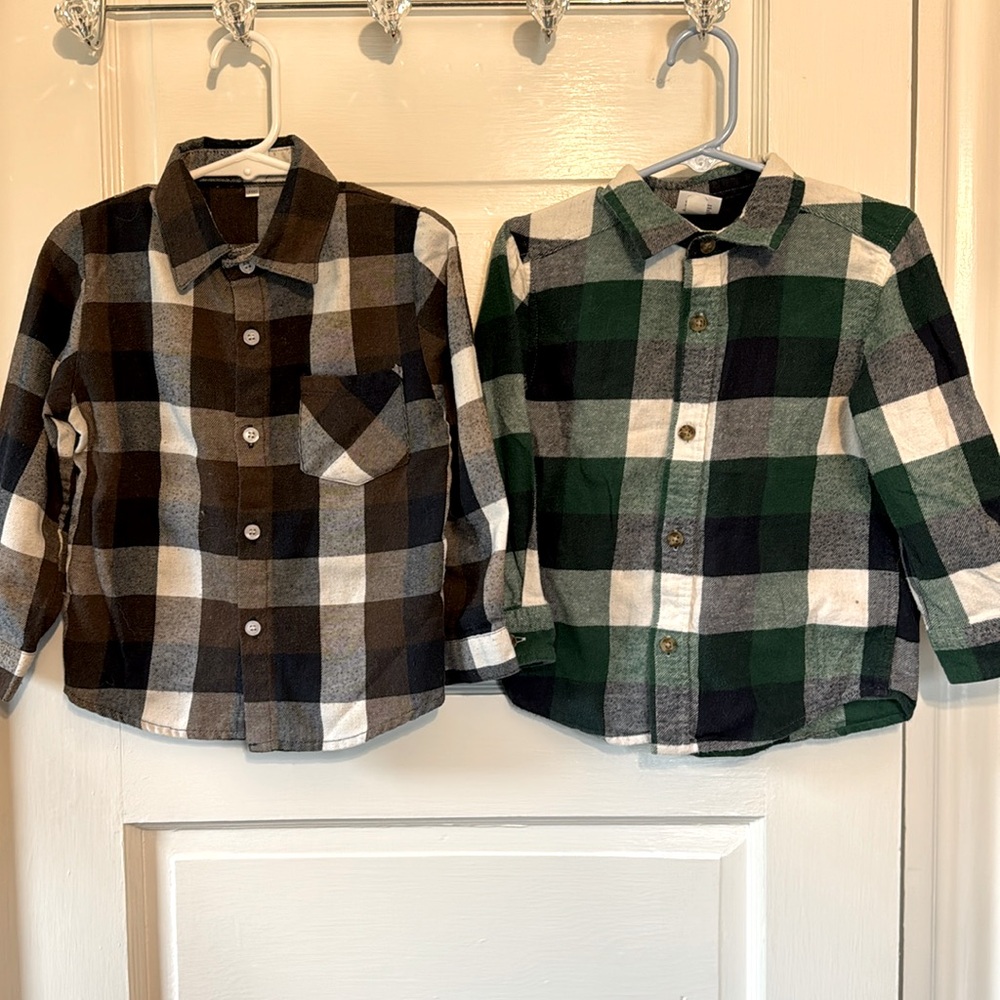 2 Flannel button down shirts for boys (3T)
